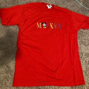 Mickey and Co 90s vintage embroidered red tshirt, mens XL